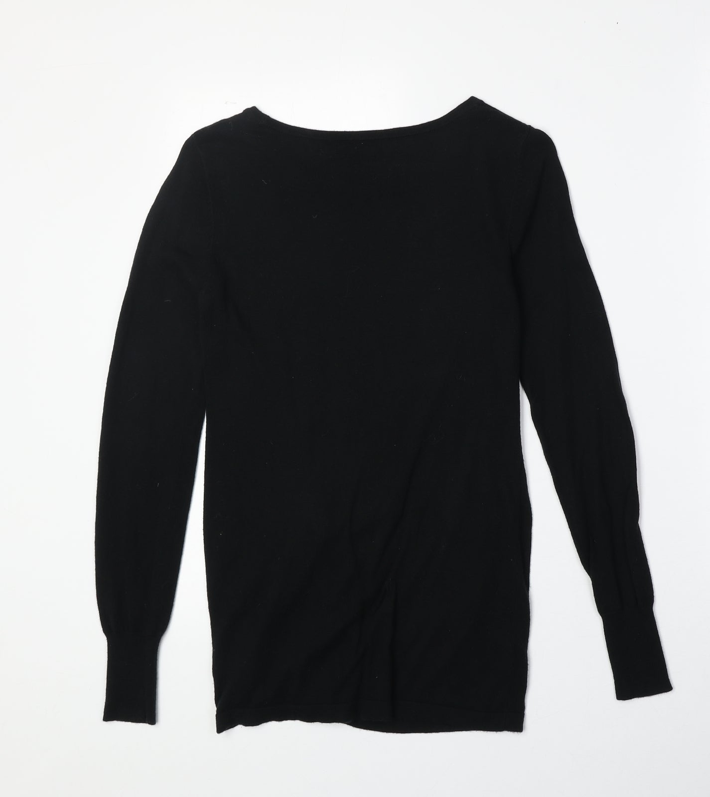 NEXT Womens Black Boat Neck Cotton Pullover Jumper Size 6 - Twist Detail