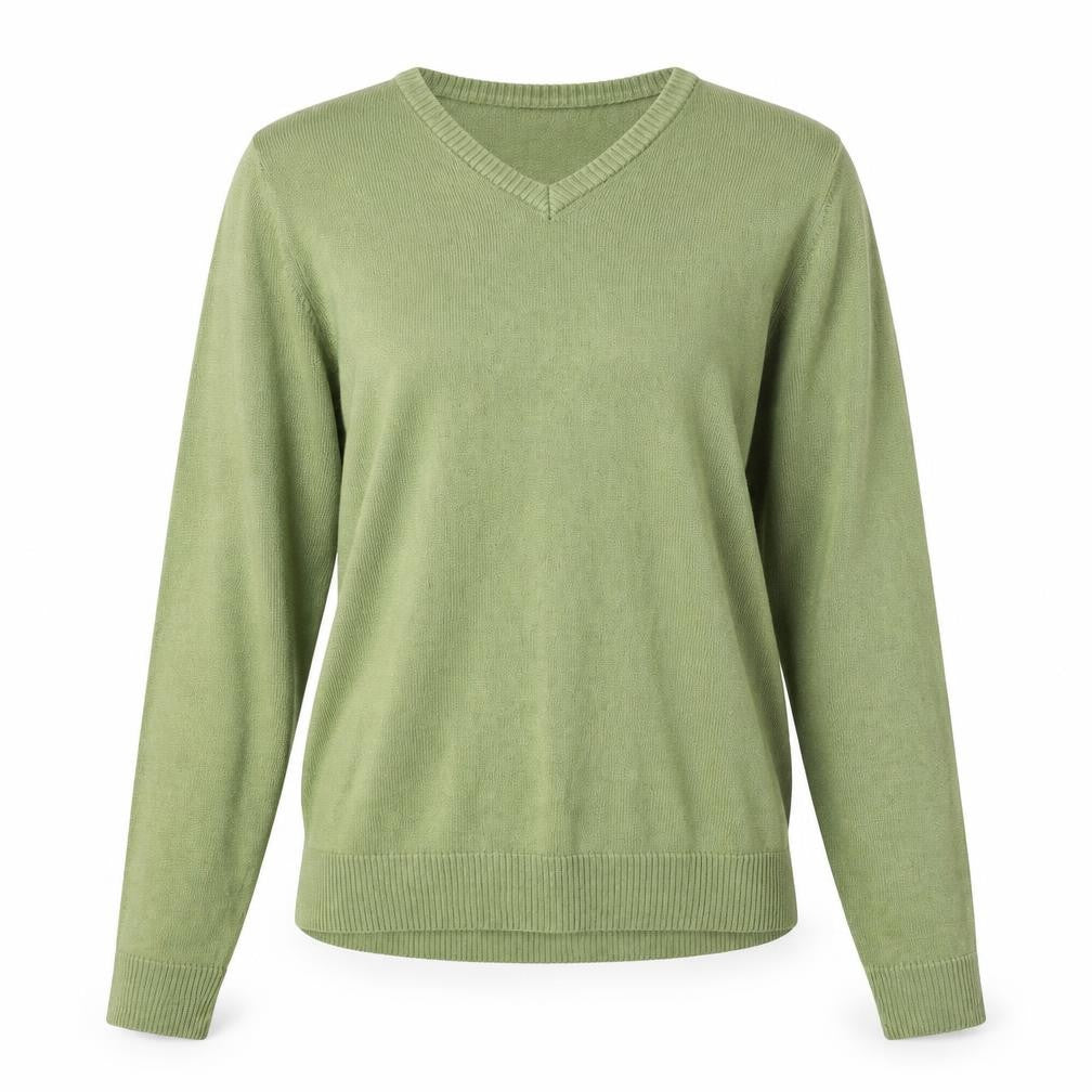Oak Valley Womens Green V-Neck Acrylic Pullover Jumper Size S