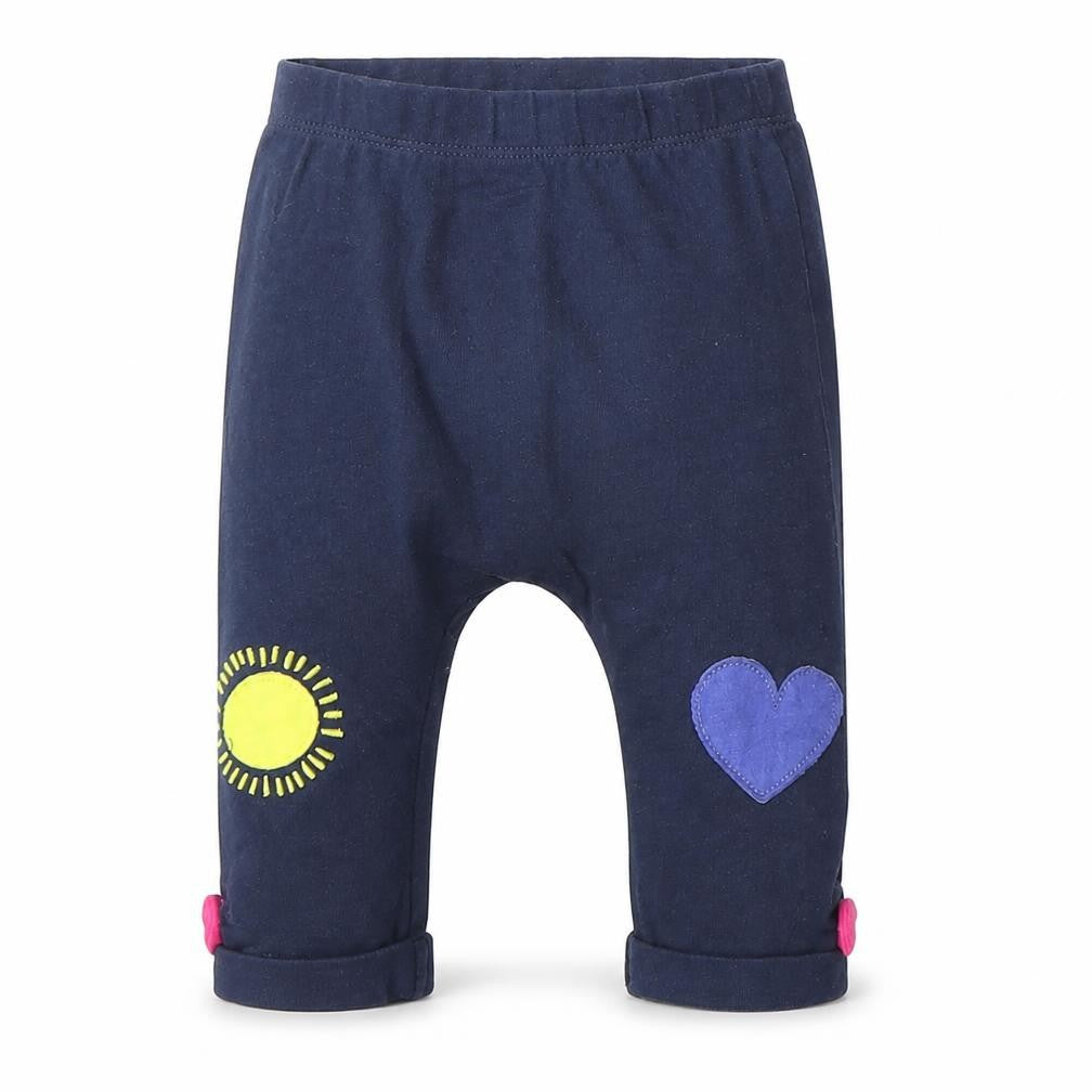 Mini Club Girls Blue Cotton Jogger Trousers Size 0-3 Months Pullover - Leggings, Sun and Heart
