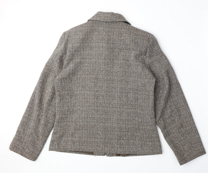 EWM Womens Brown Geometric Jacket Size 10 Zip