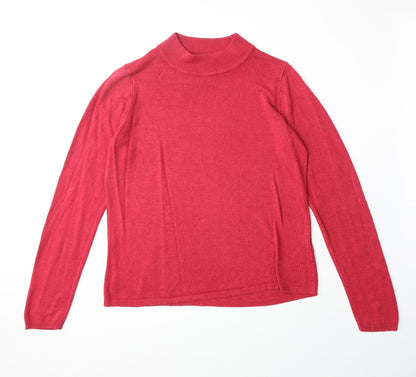 Marks & Spencer Womens Pink Mock Neck Acrylic Pullover Jumper Size 12