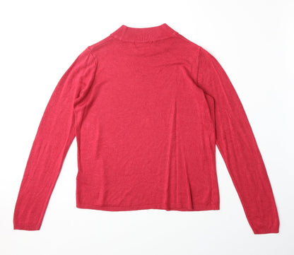 Marks & Spencer Womens Pink Mock Neck Acrylic Pullover Jumper Size 12