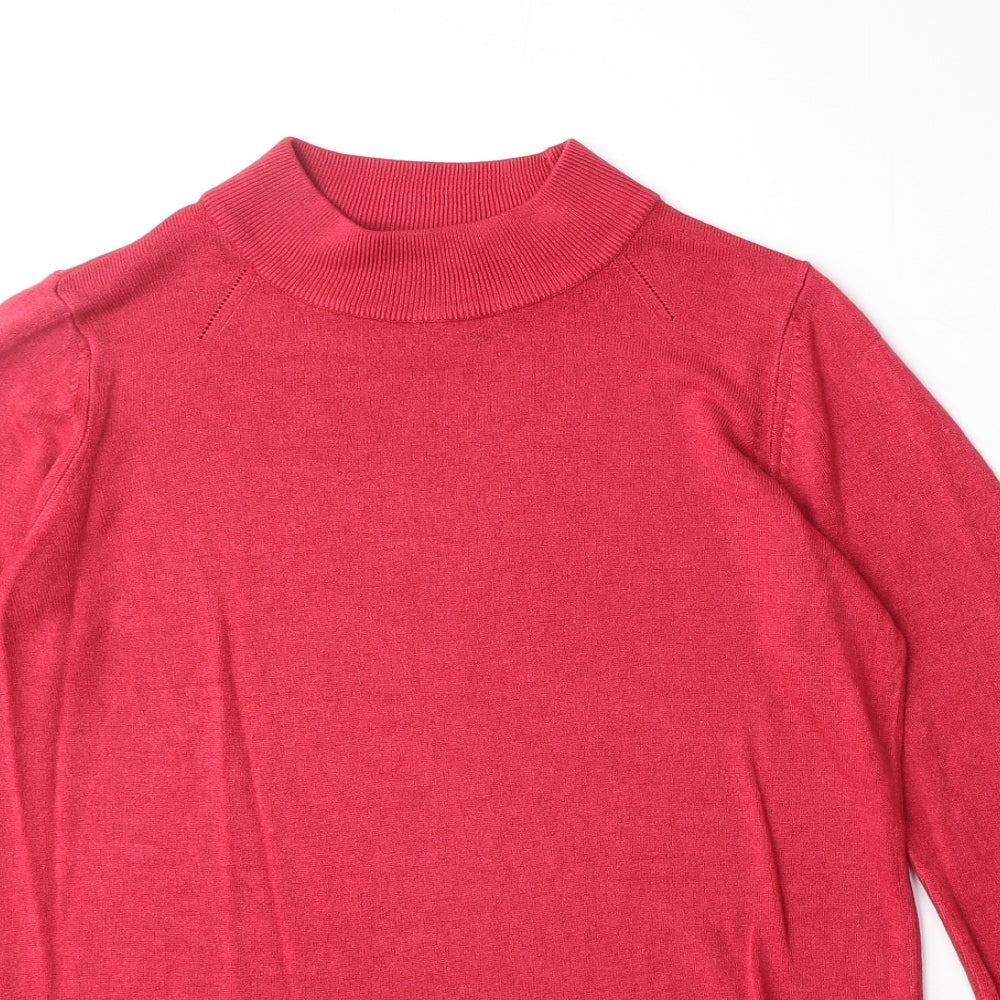 Marks and Spencer Womens Pink Mock Neck Acrylic Pullover Jumper Size 12