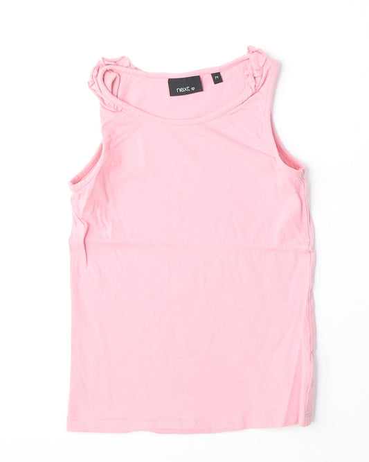 NEXT Girls Pink 100% Cotton Basic Tank Size 7 Years Round Neck Pullover