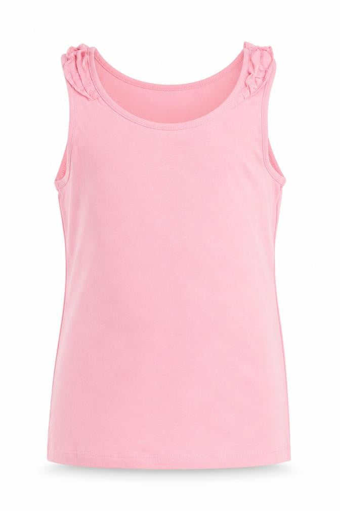 NEXT Girls Pink 100% Cotton Basic Tank Size 7 Years Round Neck Pullover