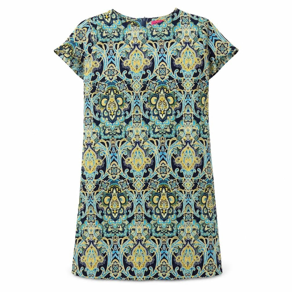Boohoo Womens Multicoloured Geometric Polyester A-Line Size 8 Round Neck Zip