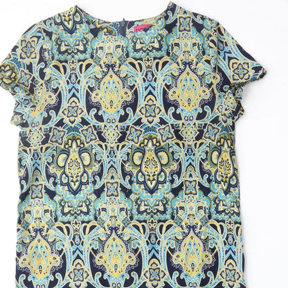 Boohoo Womens Multicoloured Geometric Polyester A-Line Size 8 Round Neck Zip