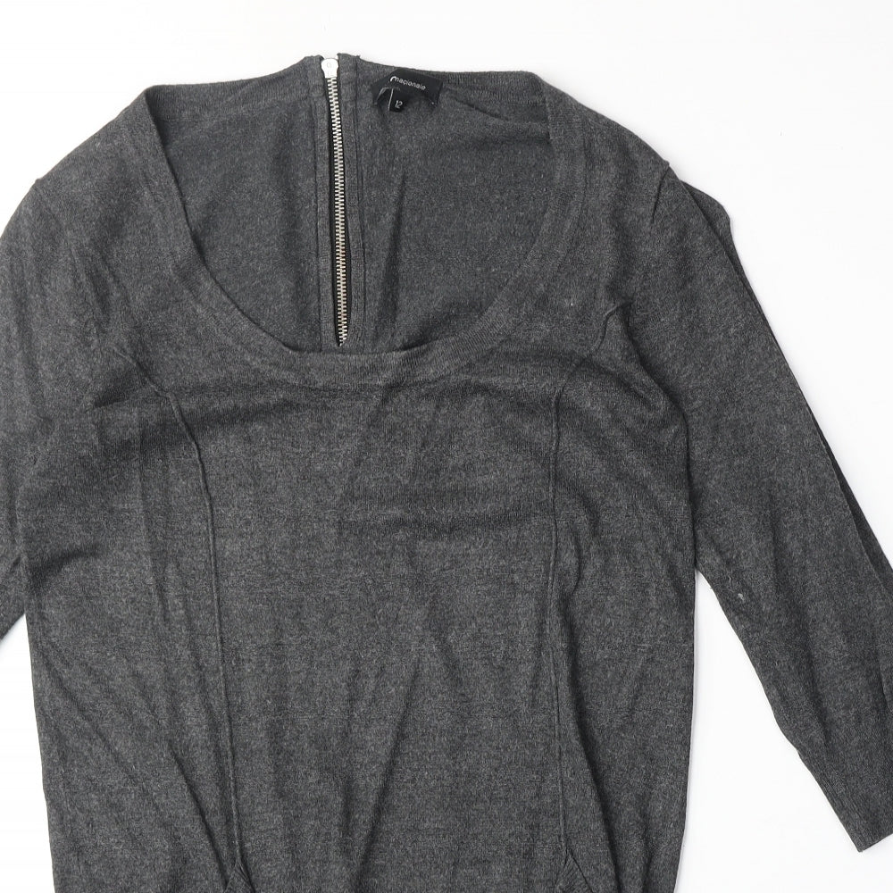 Internacionale Womens Grey Scoop Neck Viscose Pullover Jumper Size 12