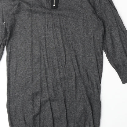 Internacionale Womens Grey Scoop Neck Viscose Pullover Jumper Size 12
