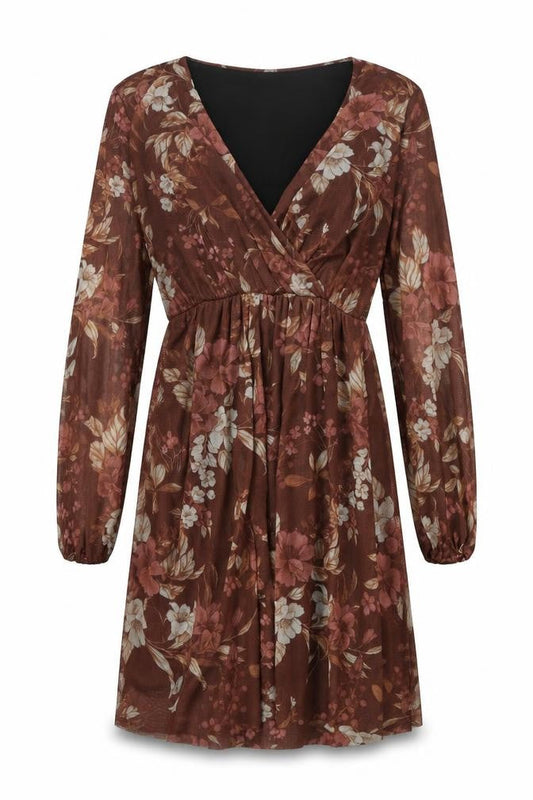Zuiki Womens Brown Geometric Polyester A-Line Size S V-Neck Pullover