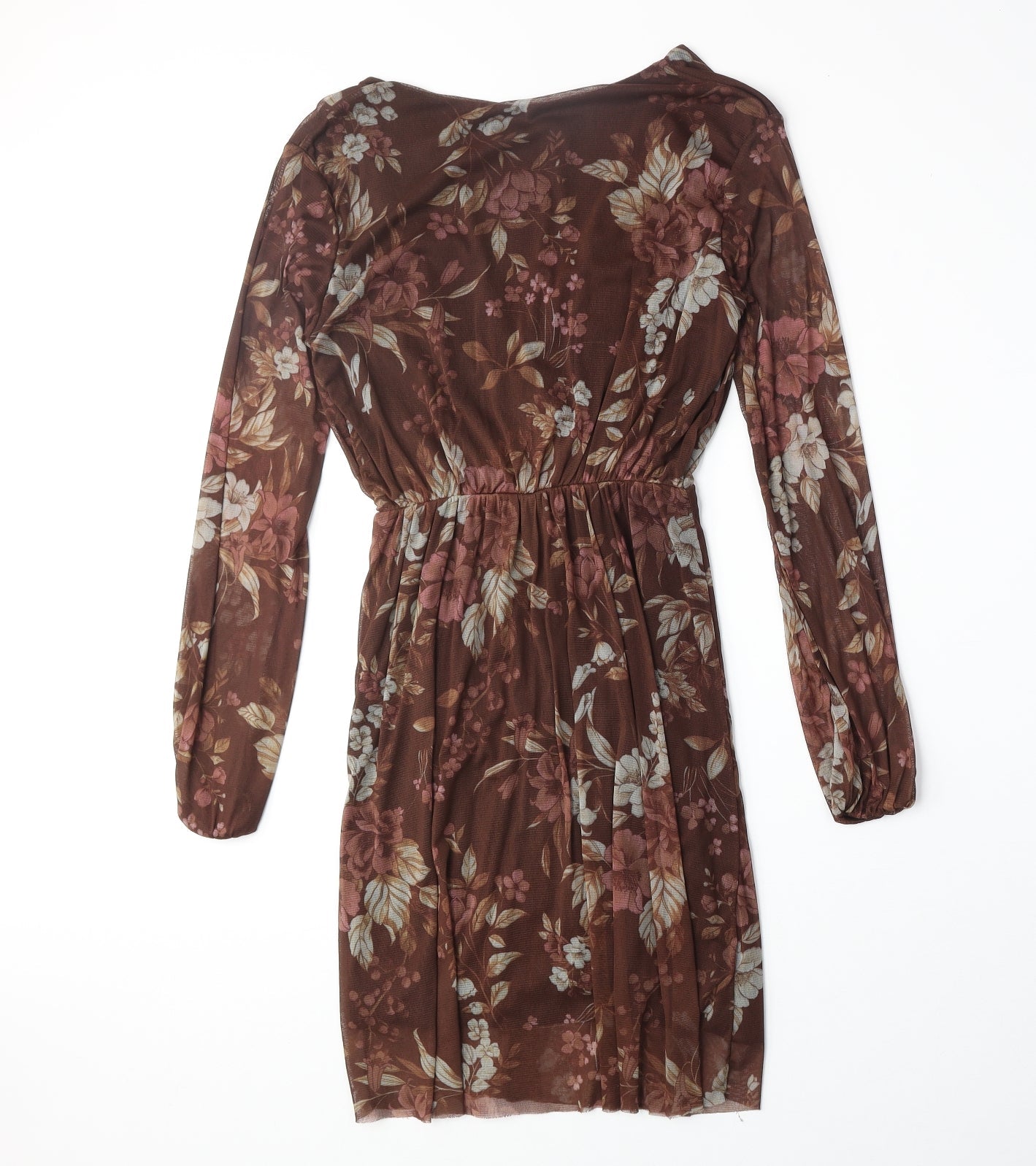 Zuiki Womens Brown Geometric Polyester A-Line Size S V-Neck Pullover