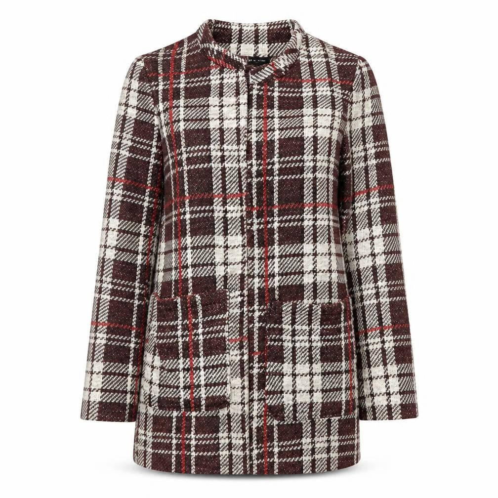 New Look Womens Brown Plaid Overcoat Coat Size 8