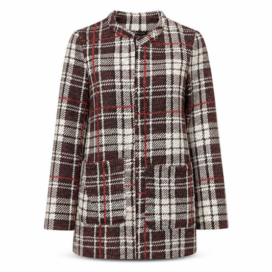 New Look Womens Brown Plaid Overcoat Coat Size 8