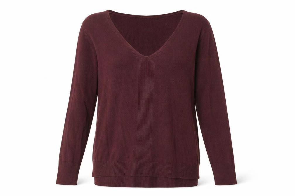 Primark Womens Red V-Neck Acrylic Pullover Jumper Size S