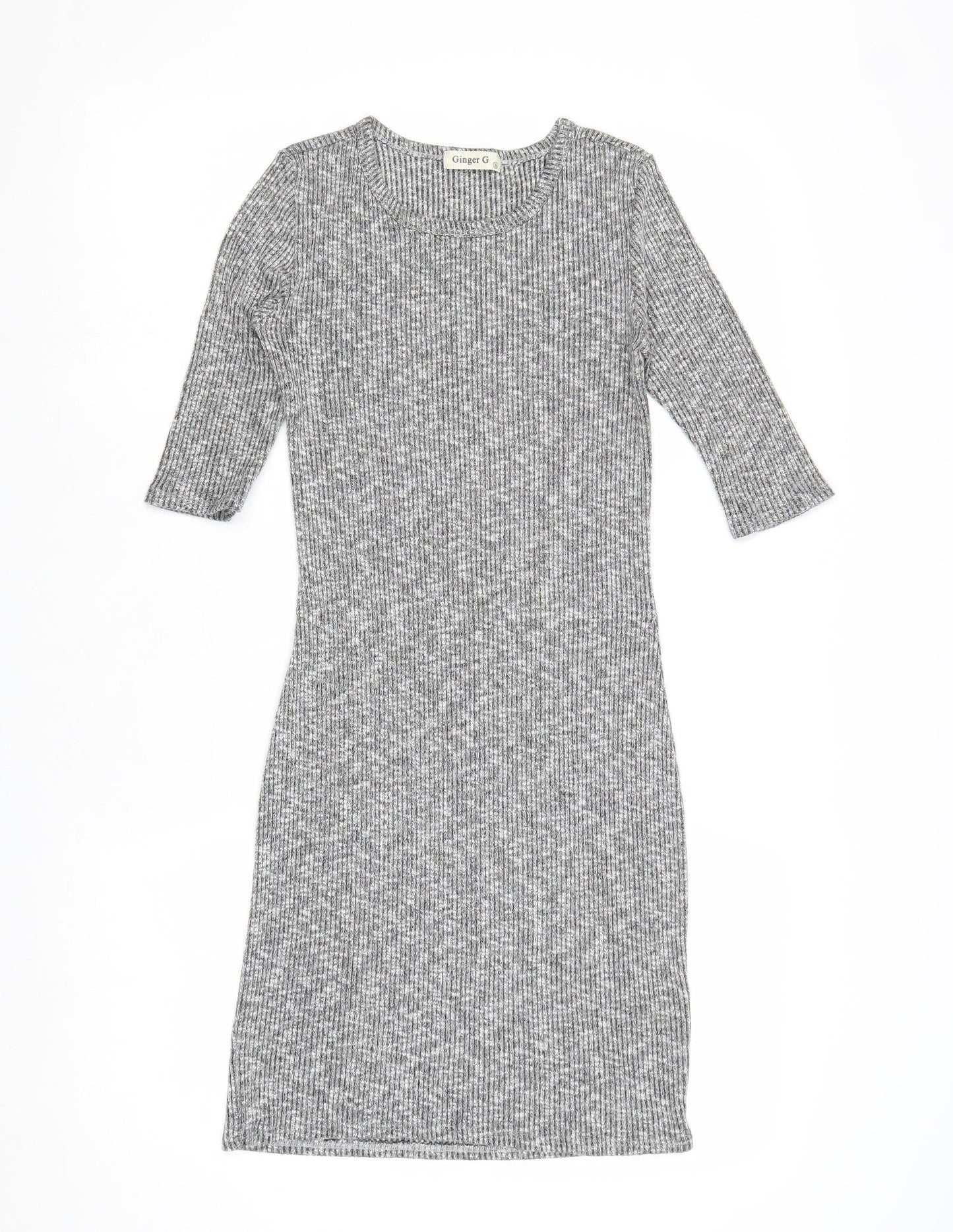 Ginger G Womens Grey Geometric Viscose Shift Size S Round Neck Pullover