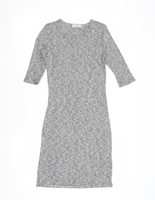 Ginger G Womens Grey Geometric Viscose Shift Size S Round Neck Pullover