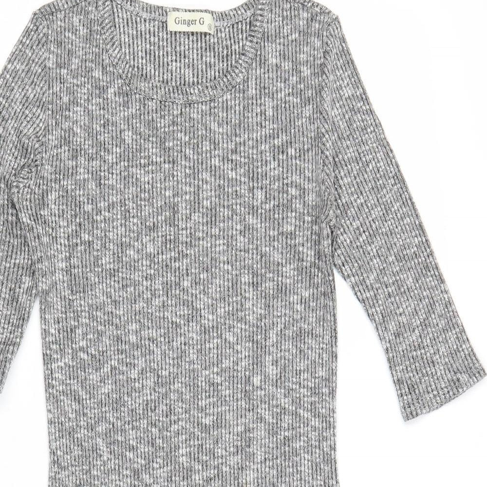 Ginger G Womens Grey Geometric Viscose Shift Size S Round Neck Pullover