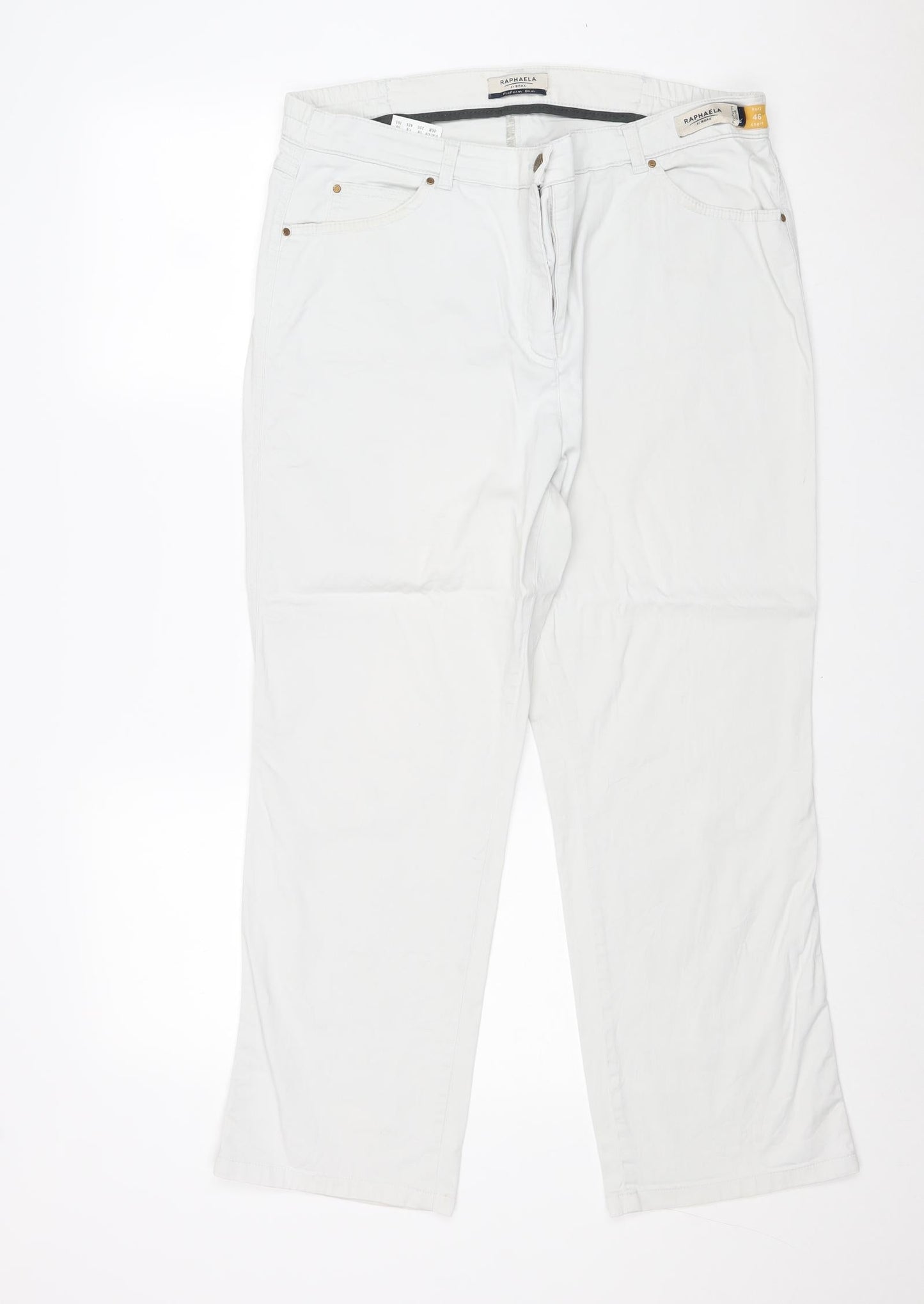 Raphaela Womens Blue Cotton Trousers Size 20 Regular Zip