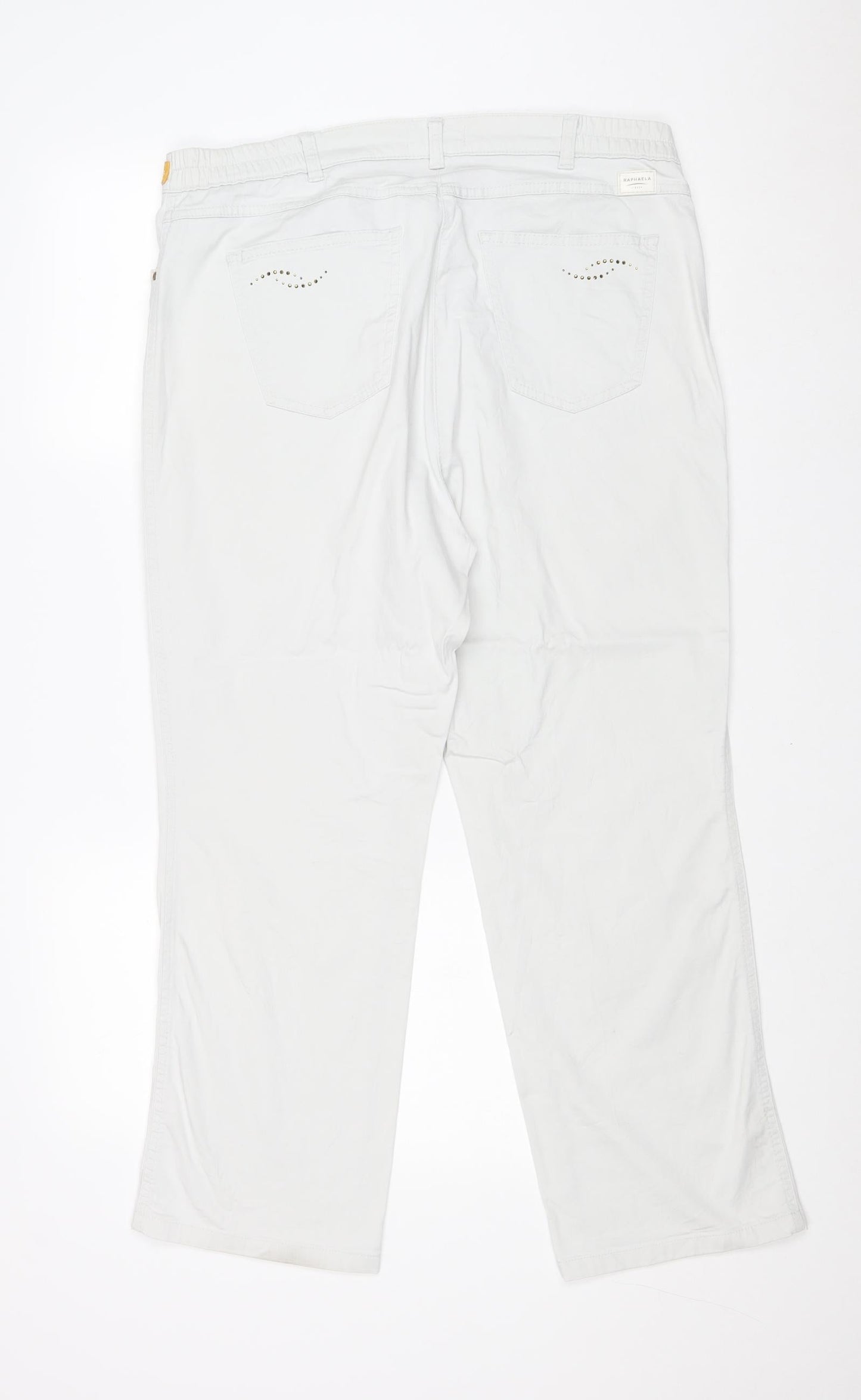 Raphaela Womens Blue Cotton Trousers Size 20 Regular Zip