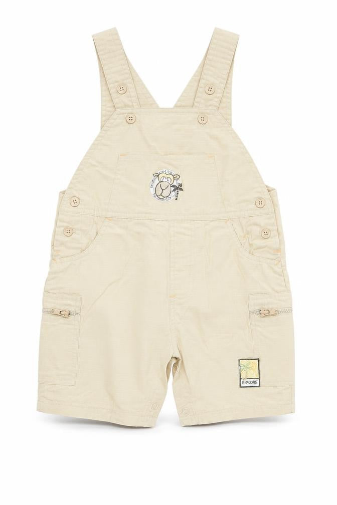 George Boys Beige 100% Cotton Dungaree One-Piece Size 6-9 Months Buckle