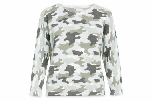 Marks & Spencer Womens Green Boat Neck Camouflage Acrylic Pullover Jumper Size 10