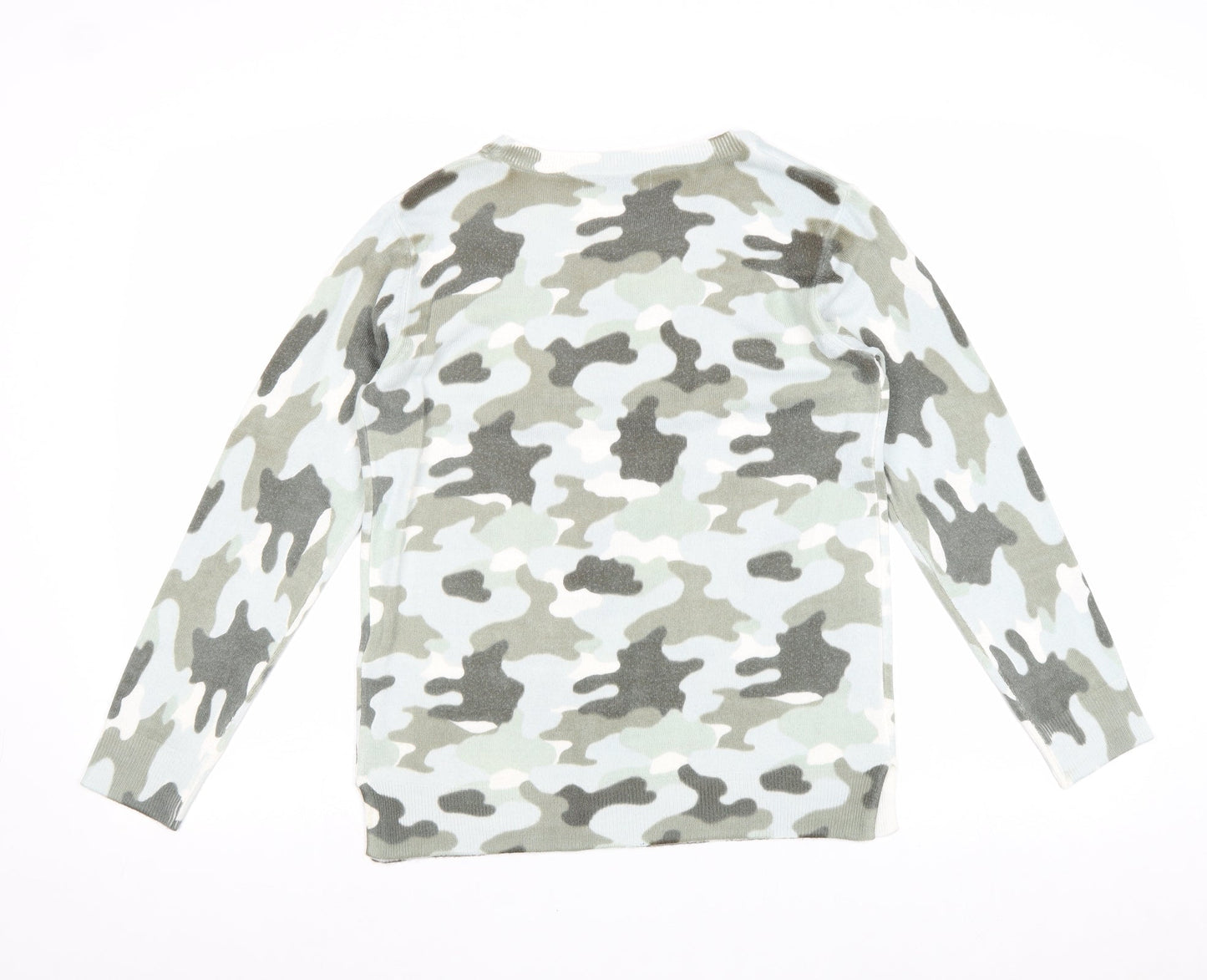 Marks and Spencer Womens Green Boat Neck Camouflage Acrylic Pullover Jumper Size 10