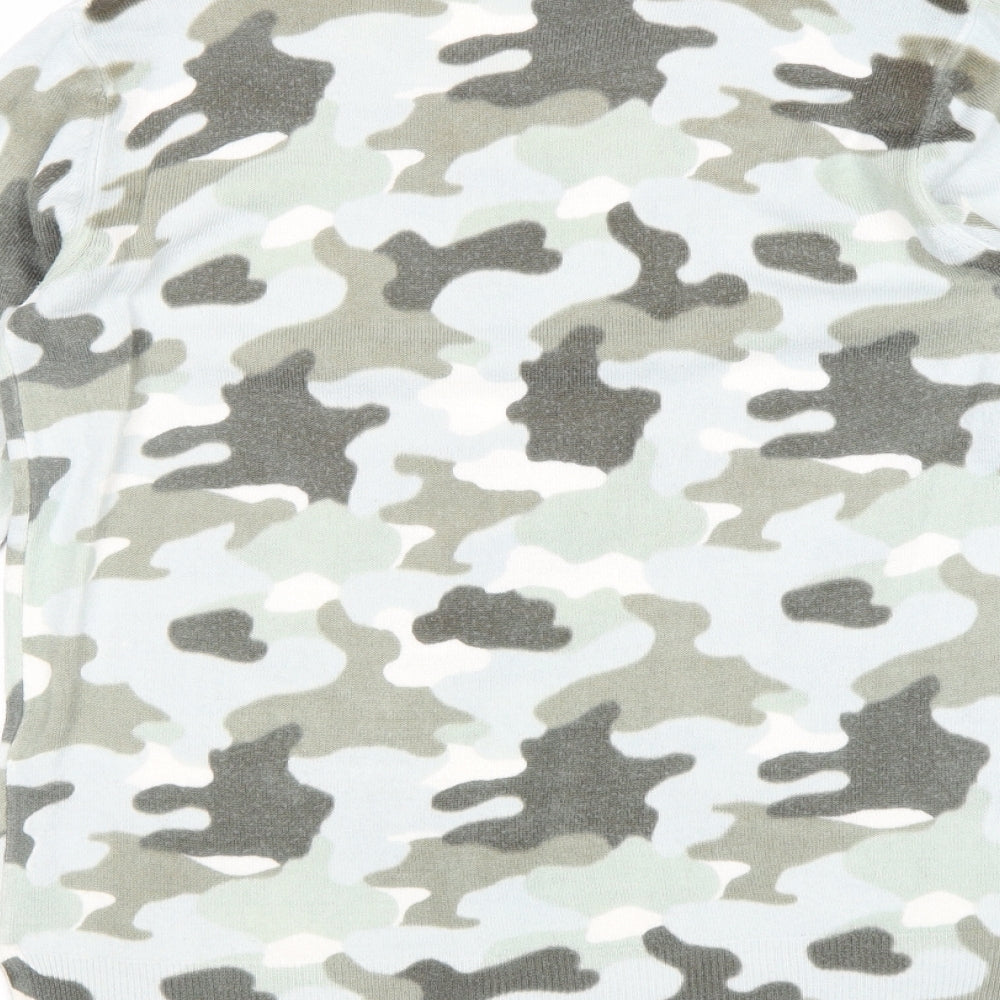 Marks and Spencer Womens Green Boat Neck Camouflage Acrylic Pullover Jumper Size 10