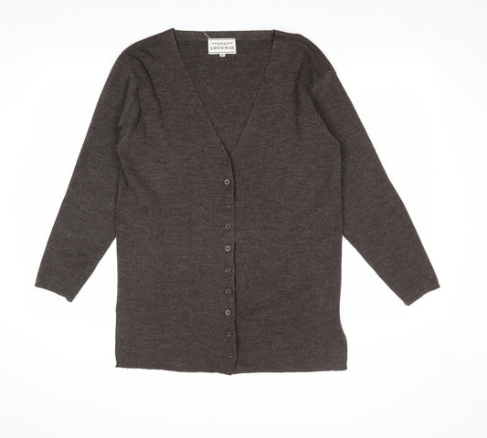 Lavion Rose Womens Brown V-Neck Acrylic Cardigan Jumper Size S