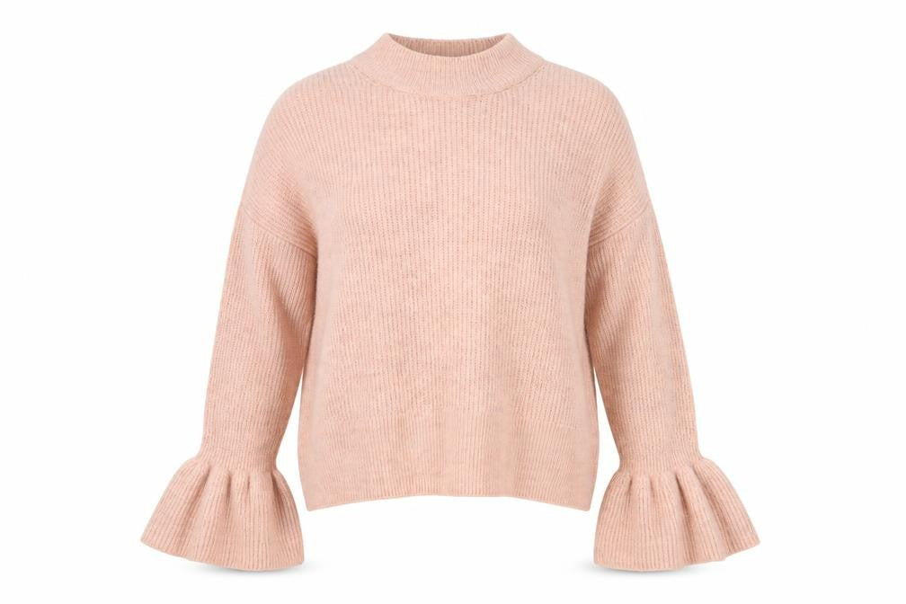 Marks & Spencer Womens Pink Mock Neck Acrylic Pullover Jumper Size M - Flute Sleeve