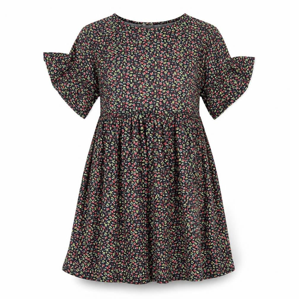 In the Style Womens Black Floral Polyester A-Line Size 8 Round Neck Pullover