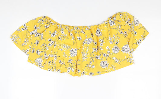Cameo Rose Womens Yellow Floral Polyester Cropped Tank Size 12 Off the Shoulder