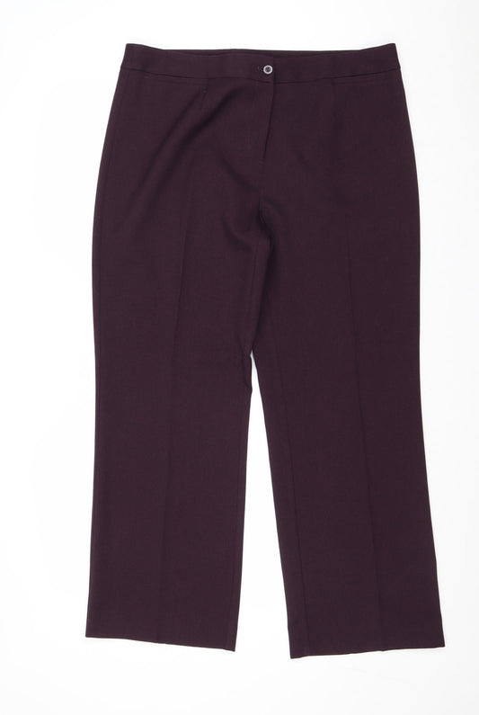 EWM Womens Purple Polyester Trousers Size 16 Regular Zip