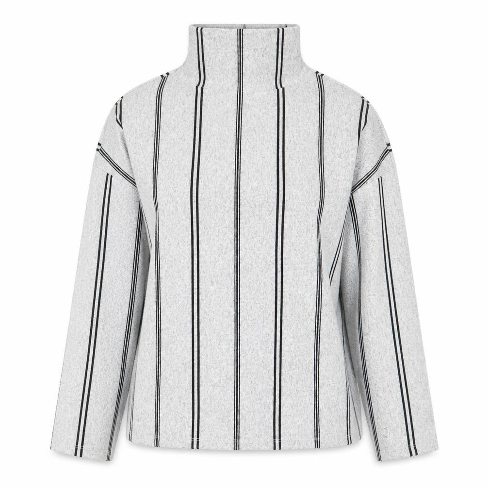 F&F Womens Grey High Neck Striped Polyester Pullover Jumper Size 10