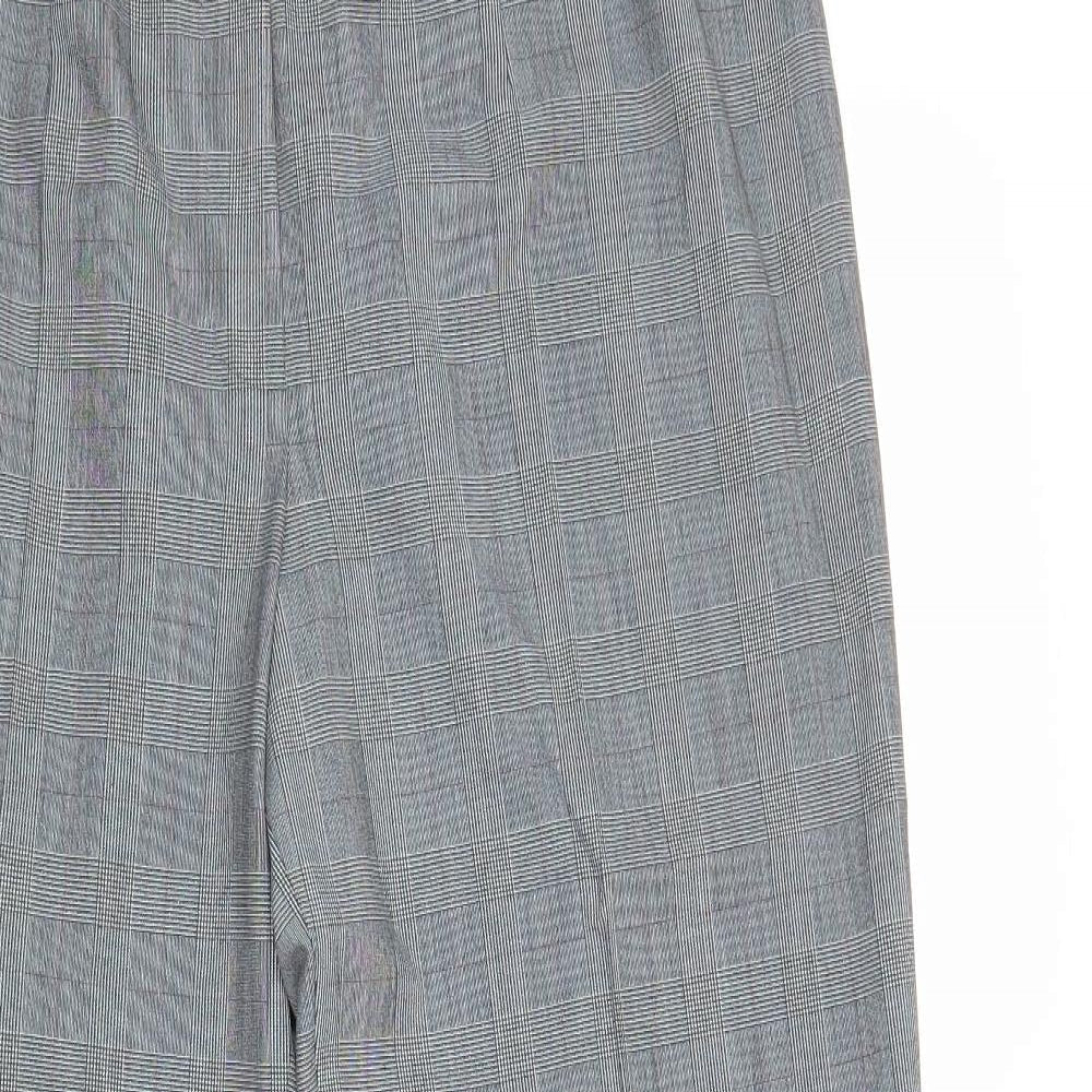 Marks and Spencer Womens Grey Plaid Polyester Trousers Size 14 Regular Zip