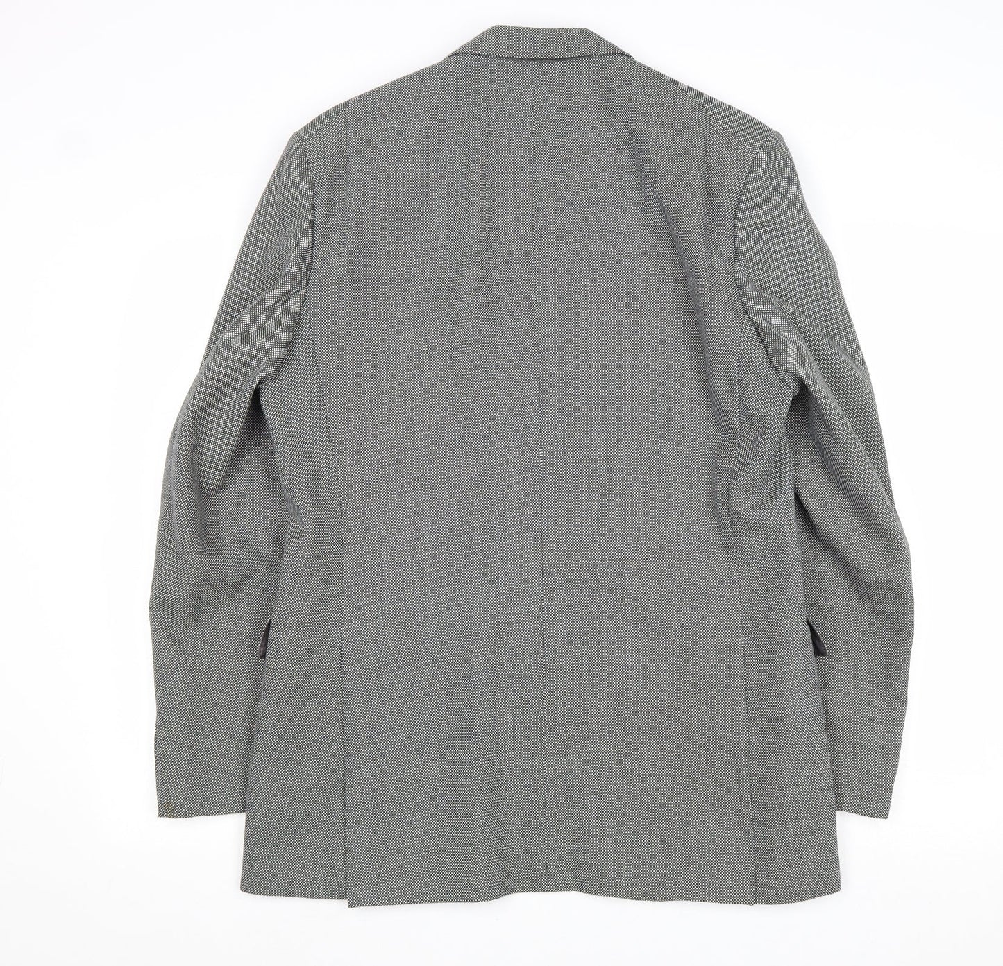 VARTEKS Mens Grey Geometric Polyester Jacket Suit Jacket Size 40 Regular