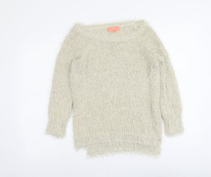 Next Womens Beige Round Neck Polyester Pullover Jumper Size S