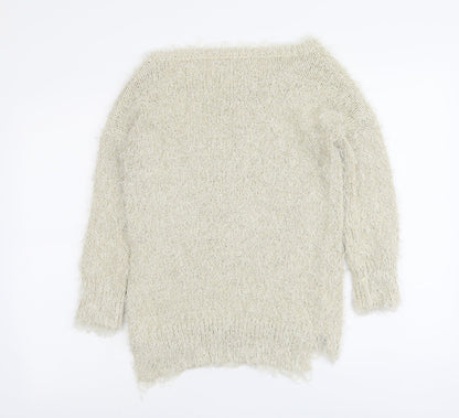 Next Womens Beige Round Neck Polyester Pullover Jumper Size S