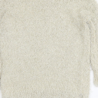 Next Womens Beige Round Neck Polyester Pullover Jumper Size S