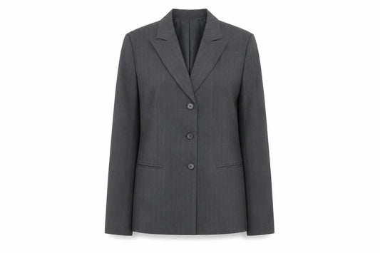 Laura Lebek Womens Grey Striped Polyester Jacket Suit Jacket Size 12