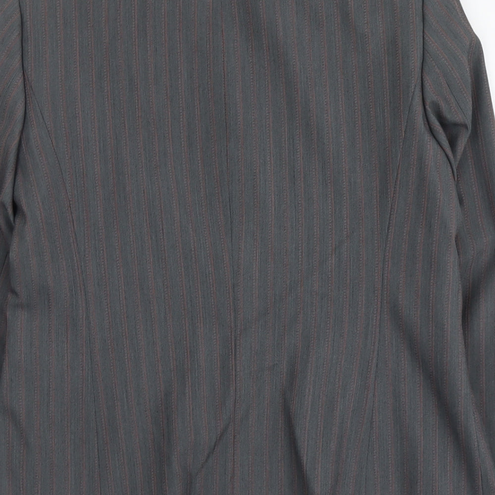 Laura Lebek Womens Grey Striped Polyester Jacket Suit Jacket Size 12