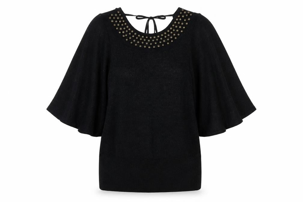 Monsoon Womens Black Round Neck Viscose Pullover Jumper Size M