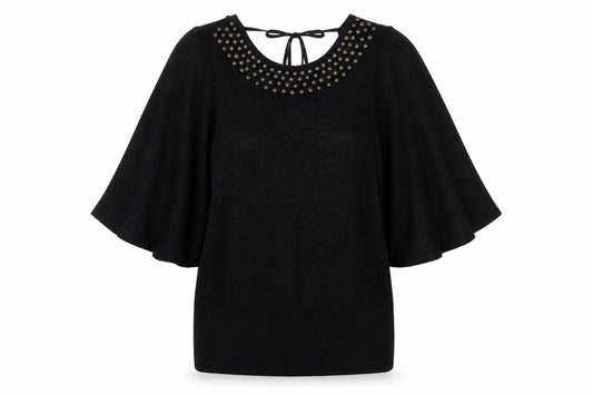 Monsoon Womens Black Round Neck Viscose Pullover Jumper Size M