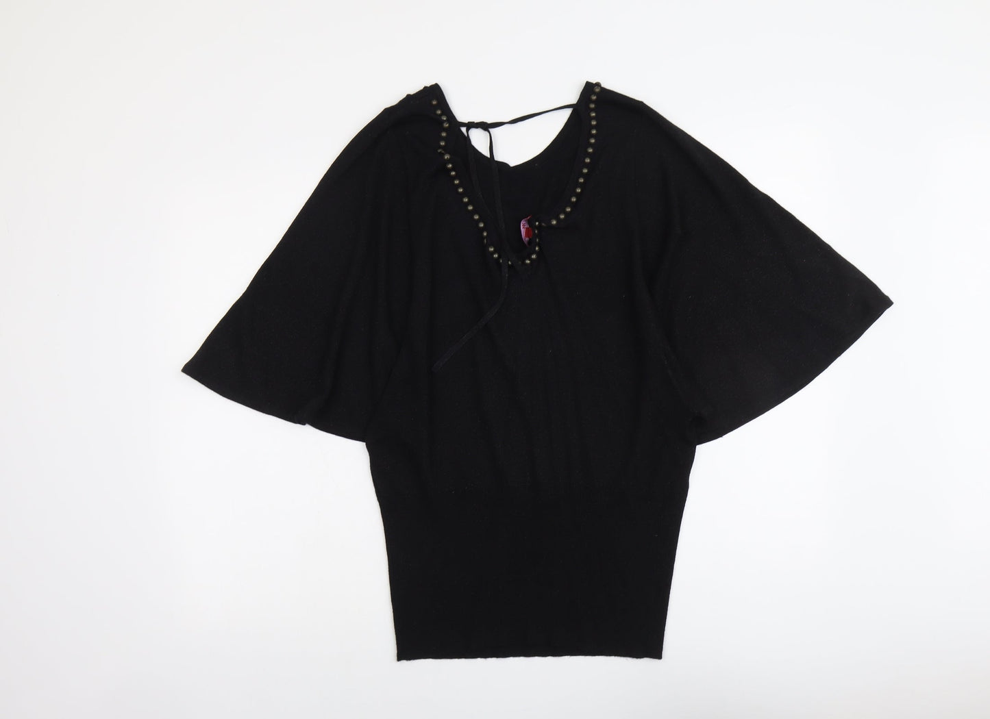 Monsoon Womens Black Round Neck Viscose Pullover Jumper Size M