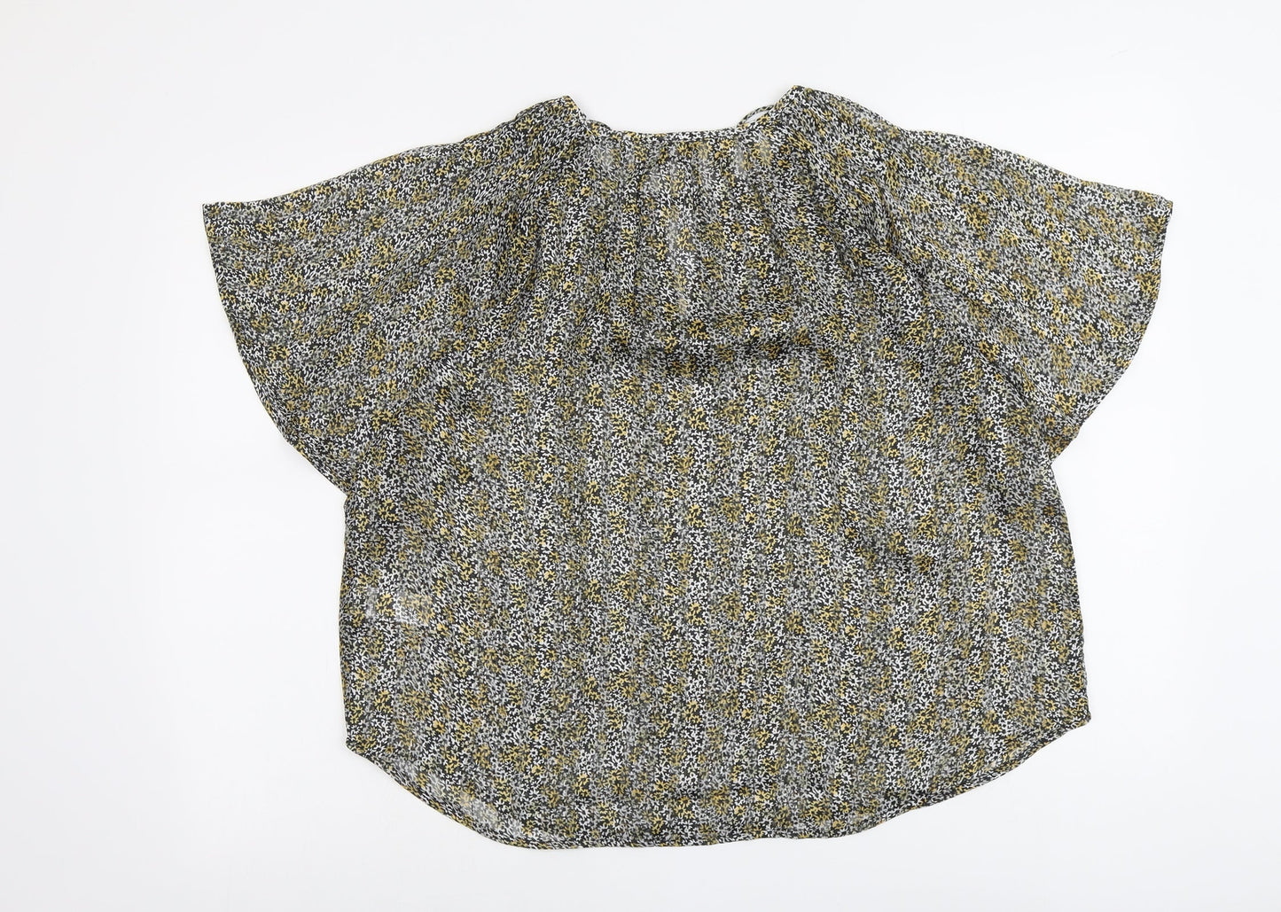NEXT Womens Black Geometric Polyester Basic Blouse Size 12 Round Neck