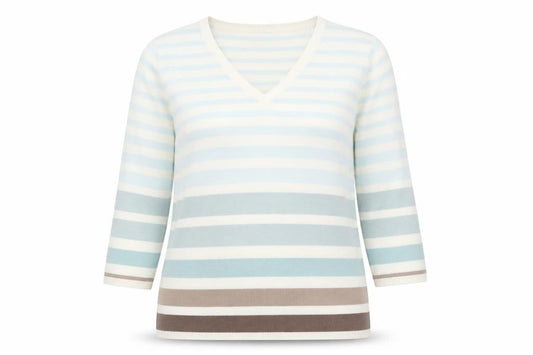 BHS Womens Multicoloured V-Neck Striped Acrylic Pullover Jumper Size 10