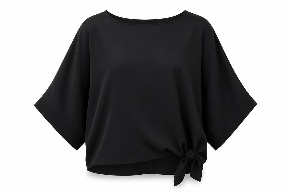 River Island Womens Black Polyester Basic Blouse Size S Boat Neck - Tie Front Detail