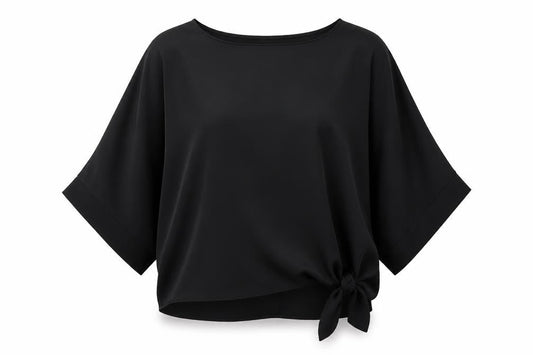 River Island Womens Black Polyester Basic Blouse Size S Boat Neck - Tie Front Detail