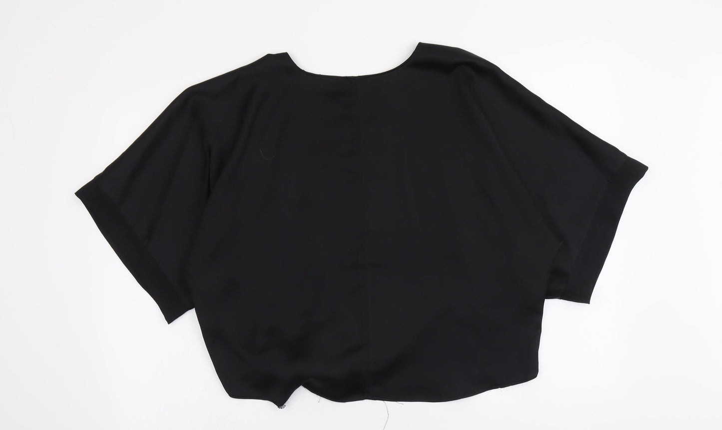 River Island Womens Black Polyester Basic Blouse Size S Boat Neck - Tie Front Detail