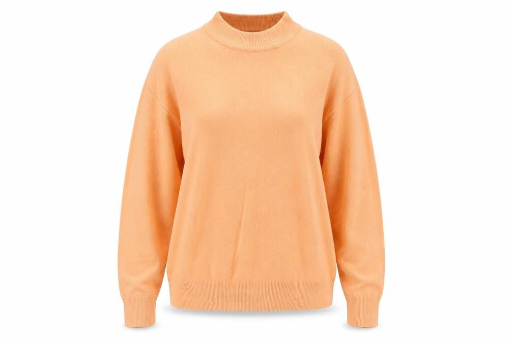 Belle Womens Orange Round Neck Acrylic Pullover Jumper Size L
