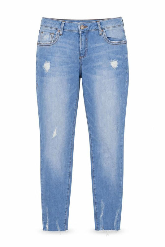 Denim & Co. Womens Blue Cotton Skinny Jeans Size 8 L25 in Regular Button
